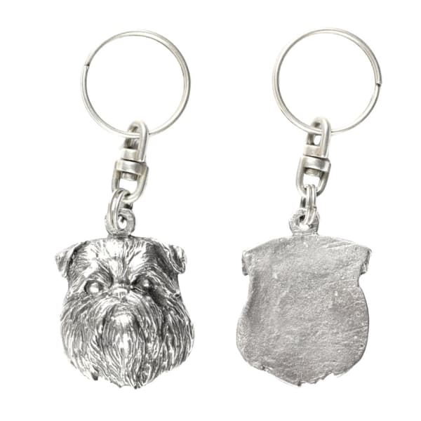 Bryssel griffon, Griffon bruxellois - silverpläterad nyckelring med hund, handväska dekoration, ryggsäckshänge från Art-Dog