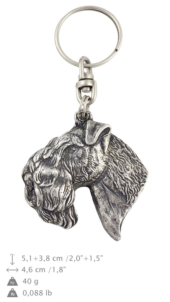 Kerry Blue Terrier, Irish Blue Terrier I - silverpläterad hundnyckelring, handväska dekoration, ryggsäckshänge från Art-Dog
