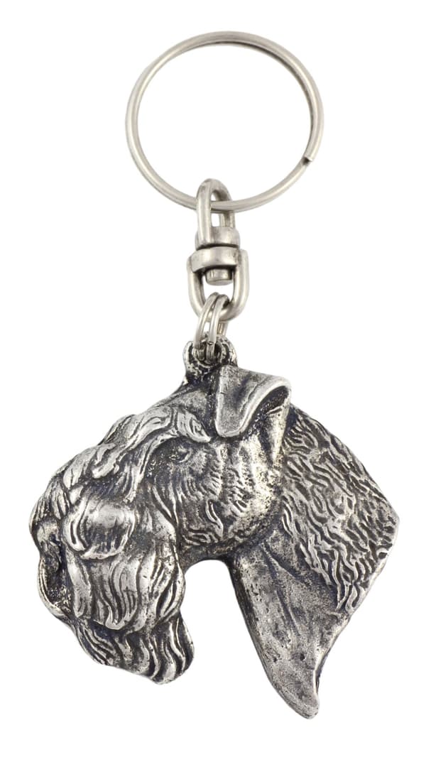 Kerry Blue Terrier, Irish Blue Terrier I - silverpläterad hundnyckelring, handväska dekoration, ryggsäckshänge från Art-Dog