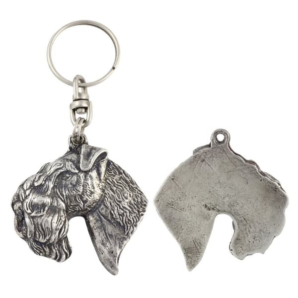 Kerry Blue Terrier, Irish Blue Terrier I - silverpläterad hundnyckelring, handväska dekoration, ryggsäckshänge från Art-Dog