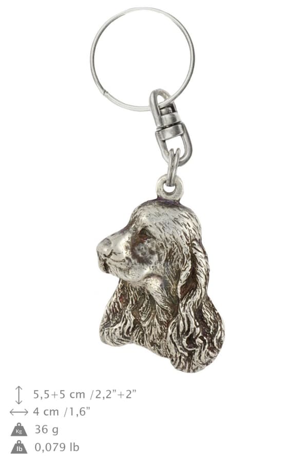 Engelsk Cocker Spaniel - silverpläterad hundnyckelring, handväska dekoration, ryggsäckshänge från Art-Dog