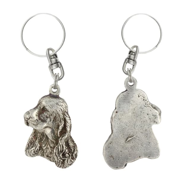Engelsk Cocker Spaniel - silverpläterad hundnyckelring, handväska dekoration, ryggsäckshänge från Art-Dog
