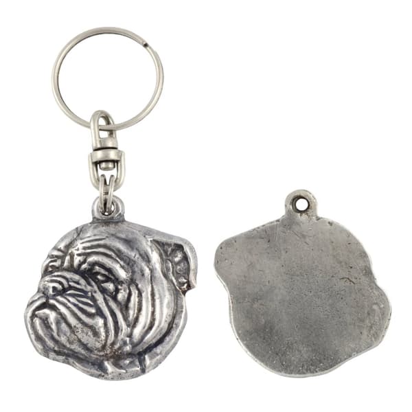 Engelsk bulldog, Bulldog III - silverpläterad hundnyckelring, handväska dekoration, ryggsäckshänge från Art-Dog