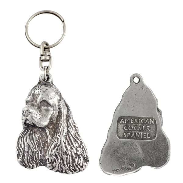 Clumber Spaniel - silverpläterad hundnyckelring, handväska dekoration, ryggsäckshänge från Art-Dog