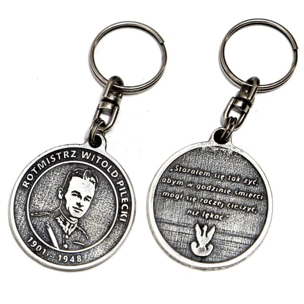 Witold Pilecki - silverpläterad nyckelring, handväska dekoration, ryggsäckshänge från Art-Dog