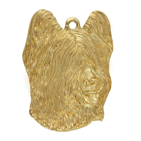 French Shepherd Briard, Berger de Brie - guldpläterad nyckelring med hund, handväska dekoration, lyxigt tillbehör från Art-Dog