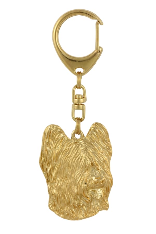 French Shepherd Briard, Berger de Brie - guldpläterad nyckelring med hund, handväska dekoration, lyxigt tillbehör från Art-Dog