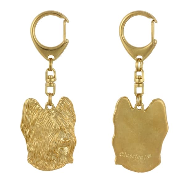 French Shepherd Briard, Berger de Brie - guldpläterad nyckelring med hund, handväska dekoration, lyxigt tillbehör från Art-Dog