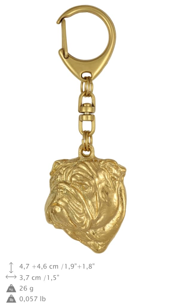 Engelsk bulldog, Bulldog I - guldpläterad nyckelring med hund, handväska dekoration, lyxigt tillbehör från Art-Dog