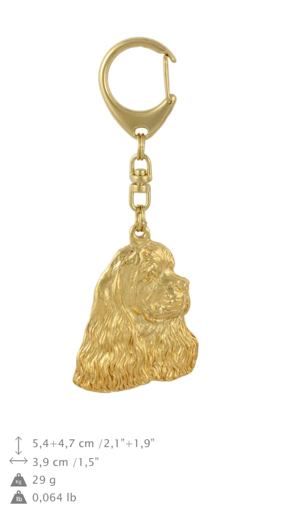 American Cocker Spaniel - kullattu avaimenperä koiralla, käsilaukun koristelu, ylellinen Art-Dogin asuste