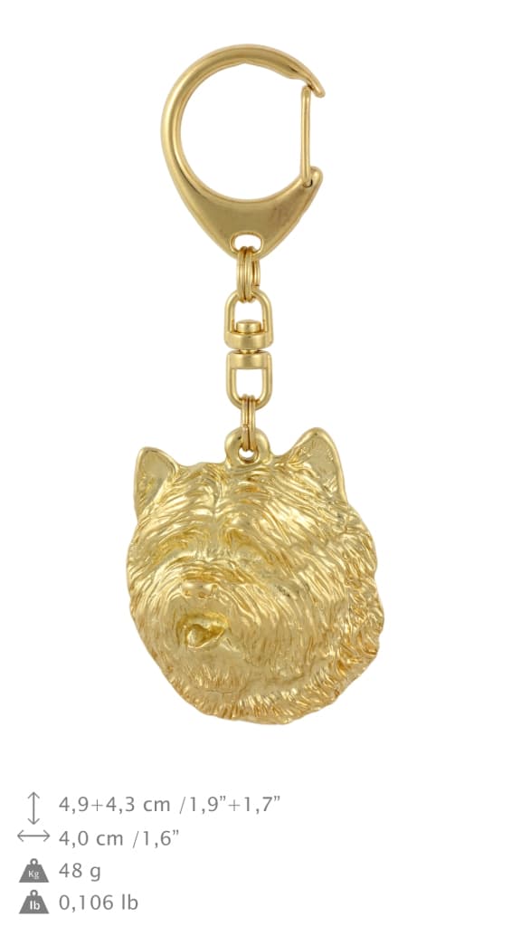 Cairn Terrier - guldpläterad nyckelring med hund, handväska dekoration, lyxigt tillbehör från Art-Dog
