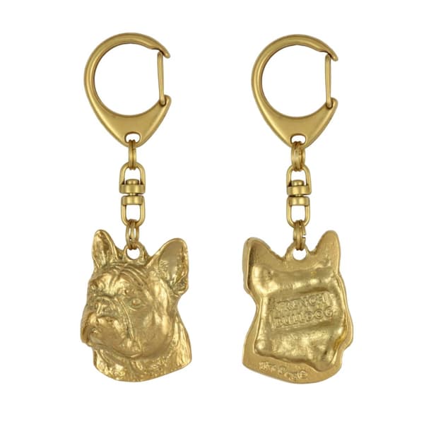 French Bulldog II - guldpläterad nyckelring med hund, handväska dekoration, lyxigt tillbehör från Art-Dog