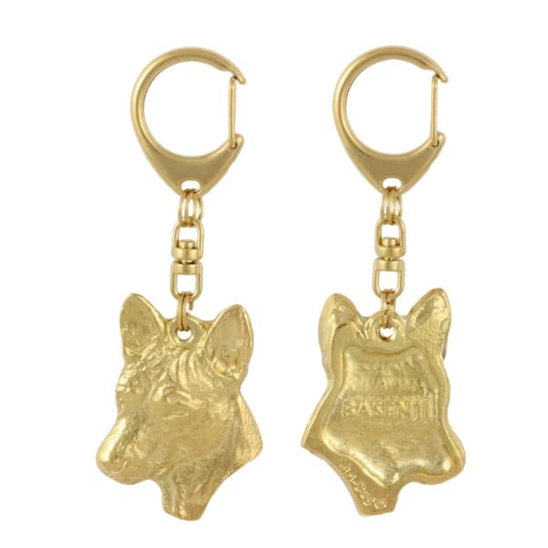 Basenji, Basenji, Congo Dog - guldpläterad nyckelring med en hund, handväska dekoration, lyxigt tillbehör från Art-Dog