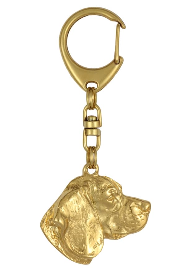Beagle - guldpläterad nyckelring med en hund i presentförpackning, handväska dekoration, lyxigt tillbehör från Art-Dog