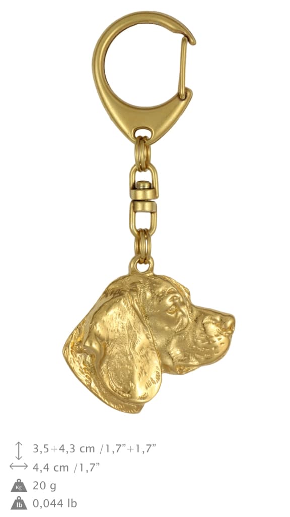 Beagle - guldpläterad nyckelring med en hund i presentförpackning, handväska dekoration, lyxigt tillbehör från Art-Dog
