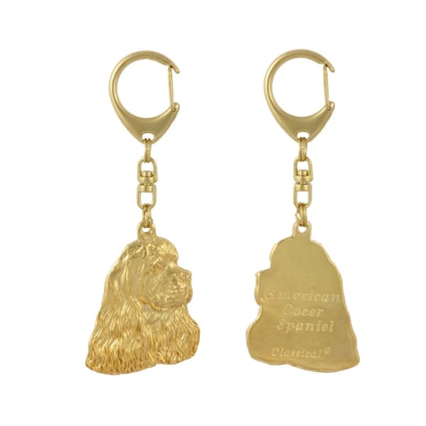 American Cocker Spaniel - guldpläterad nyckelring med en hund i presentförpackning, handväska dekoration, lyxigt tillbehör från Art-Dog