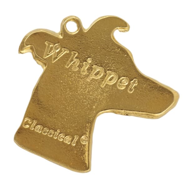 Whippet, engelsk vinthund - guldpläterad nyckelring med en hund i presentförpackning, handväska dekoration, lyxigt tillbehör från Art-Dog