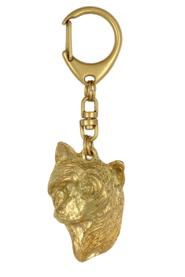 Chinese Crested Dog - guldpläterad nyckelring med en hund i presentförpackning, handväska dekoration, lyxigt tillbehör från Art-Dog