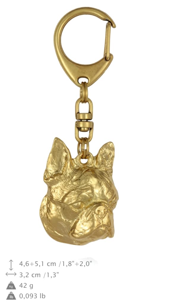 Boston Terrier, Boston Bull Terrier - guldpläterad nyckelring med en hund i presentask, handväska dekoration, lyxigt tillbehör från Art-Dog