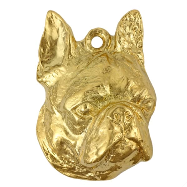 Boston Terrier, Boston Bull Terrier - guldbelagt nøglering med en hund i gaveæske, håndtaskedekoration, luksuriøst tilbehør fra Art-Dog
