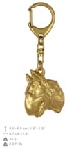 Pikkukuva 5 / 7: Bullterrieri, Bullterrieri II - kullattu avaimenperä koiralla lahjarasiassa, käsilaukun koristelu, ylellinen Art-Dogin asuste