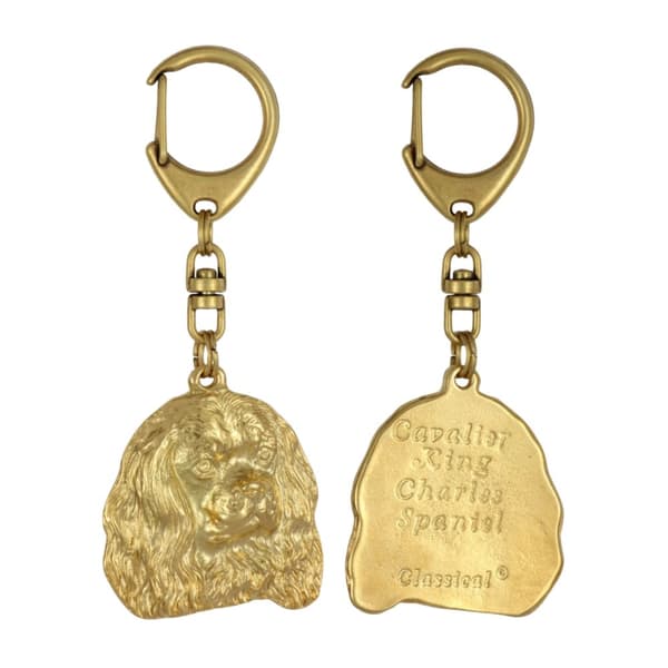 Cavalier King Charles Spaniel - guldbelagt nøglering med en hund i gaveæske, håndtaskedekoration, luksuriøst tilbehør fra Art-Dog