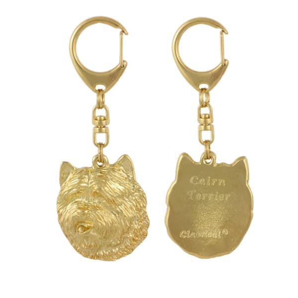 Cairn Terrier - guldpläterad nyckelring med en hund i presentförpackning, handväska dekoration, lyxigt tillbehör från Art-Dog