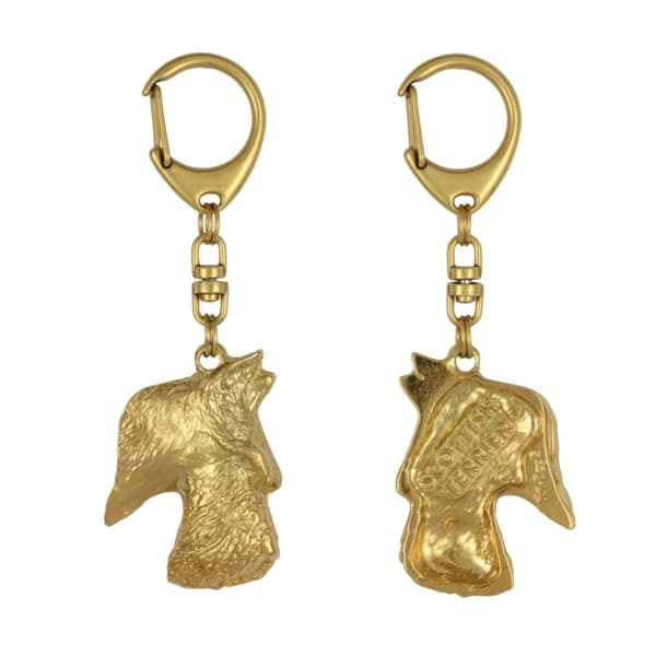 Scottish Terrier, Aberdeen Terrier - guldpläterad nyckelring med en hund i presentförpackning, handväska dekoration, lyxigt tillbehör från Art-Dog