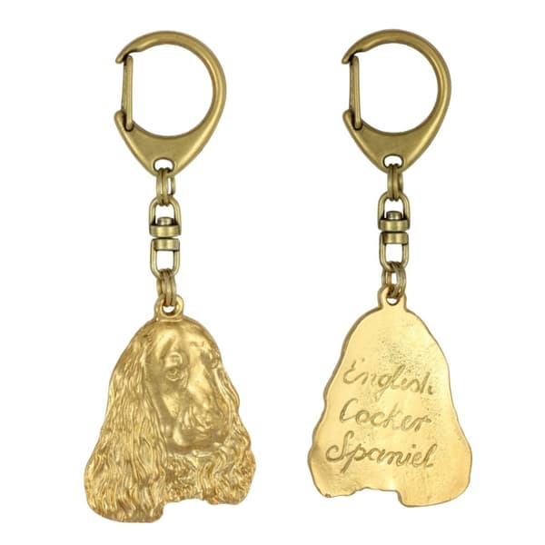 Engelsk Cocker Spaniel I - guldpläterad nyckelring med en hund i presentförpackning, handväska dekoration, lyxigt tillbehör från Art-Dog