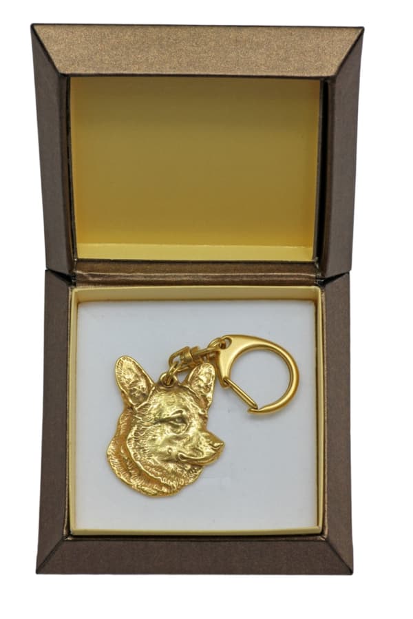 Cardigan Welsh Corgi - guldpläterad nyckelring med en hund i presentförpackning, handväska dekoration, lyxigt tillbehör från Art-Dog