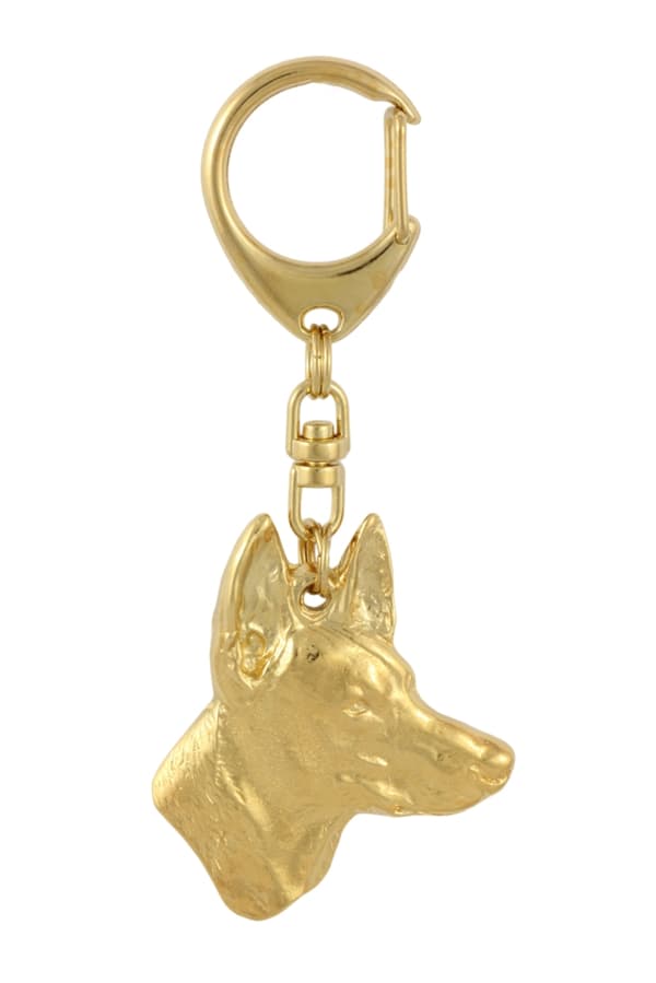 Faraos hund, maltesisk vinthund - guldpläterad nyckelring med en hund i presentförpackning, handväska dekoration, lyxigt tillbehör från Art-Dog