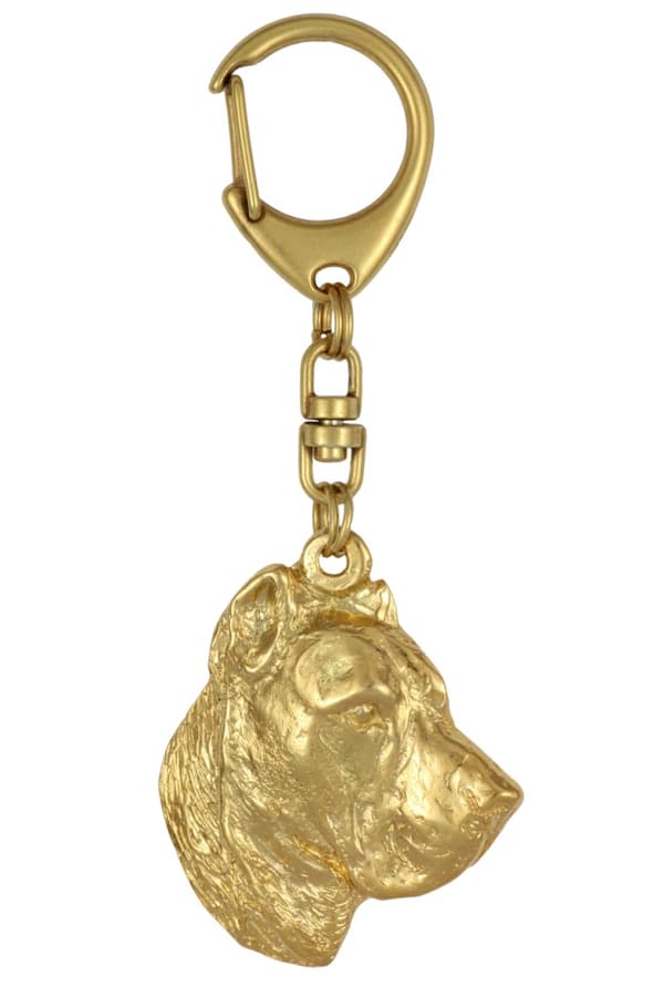 Presa Canario, Canary Dog - guldpläterad nyckelring med en hund i presentask, handväska dekoration, lyxigt tillbehör från Art-Dog