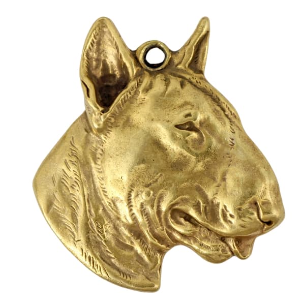 Bull terrier, Bull Terrier III - guldbelagt nøglering med en hund i gaveæske, håndtaskedekoration, luksuriøst tilbehør fra Art-Dog