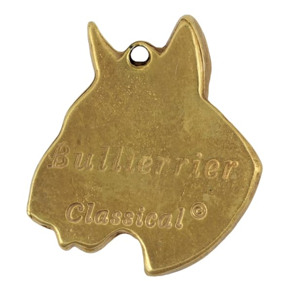 Bull terrier, Bull Terrier III - guldbelagt nøglering med en hund i gaveæske, håndtaskedekoration, luksuriøst tilbehør fra Art-Dog