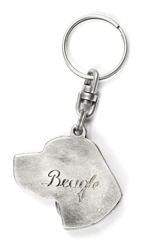 Beagle - hopeoitu avaimenperä koiralla koristelaatikossa, käsilaukun koristelu, reppuriipus Art-Dogilta