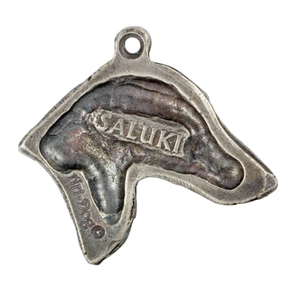 Persianvinttikoira, Saluki - hopeoitu avaimenperä koiralla koristelaatikossa, käsilaukun koristelu, reppuriipus Art-Dogilta