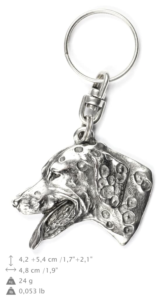 Dalmatian, Dalmatian Pointer - silverpläterad nyckelring med en hund i en dekorativ låda, handväska dekoration, ryggsäckshänge från Art-Dog