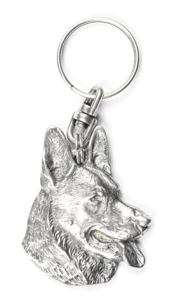 Schäfer, Alsace - silverpläterad nyckelring med en hund i en dekorativ låda, handväska dekoration, ryggsäckshänge från Art-Dog