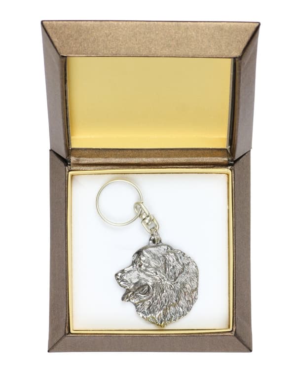 Berner Sennenhund, Berner Sennenhund I - silverpläterad nyckelring med en hund i en dekorativ låda, handväska dekoration, ryggsäckshänge från Art-Dog