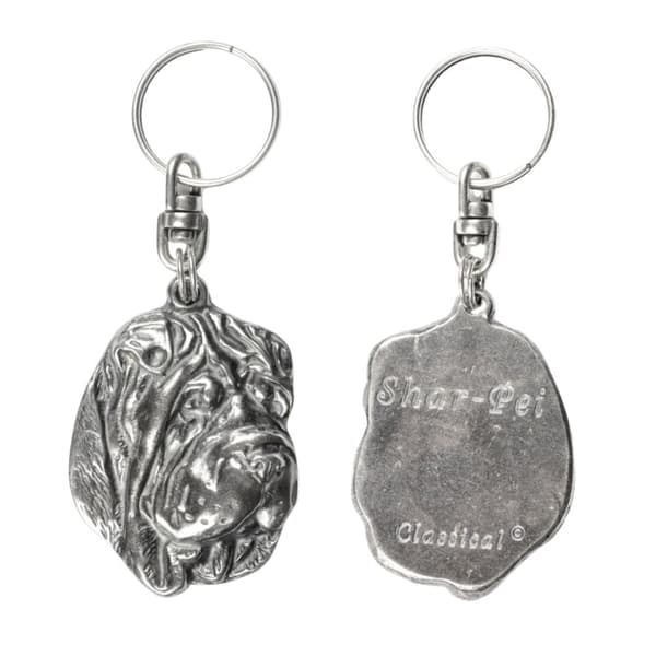 Shar-Pei - silverpläterad nyckelring med en hund i en dekorativ låda, handväska dekoration, ryggsäckshänge från Art-Dog