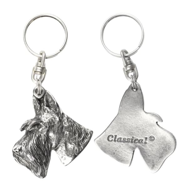 Skotsk terrier, Aberdeen Terrier I - silverpläterad nyckelring med en hund i en dekorativ låda, handväska dekoration, ryggsäckshänge från Art-Dog