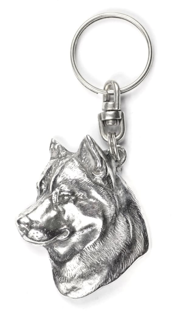 Siperianhusky, Siperianhusky - hopeoitu avaimenperä koiralla koristelaatikossa, käsilaukun koristelu, reppuriipus by Art-Dog