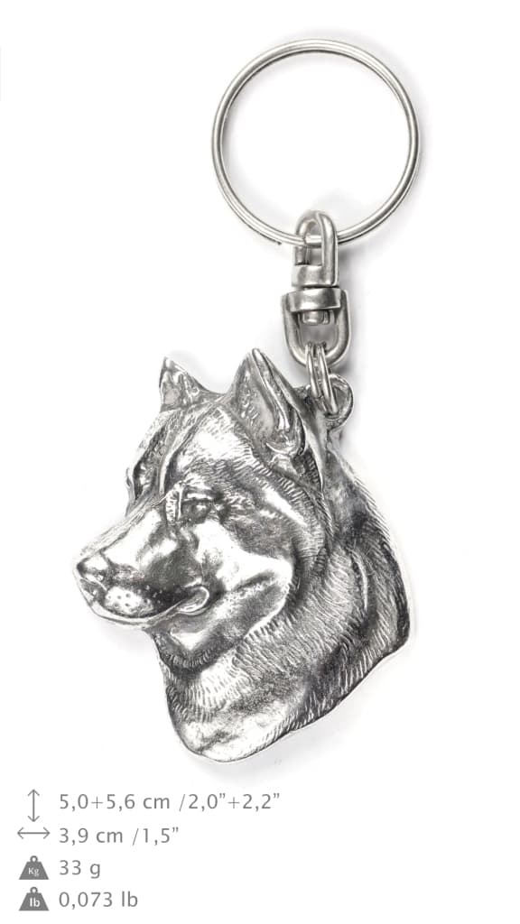 Siperianhusky, Siperianhusky - hopeoitu avaimenperä koiralla koristelaatikossa, käsilaukun koristelu, reppuriipus by Art-Dog