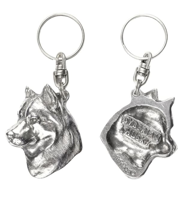 Siperianhusky, Siperianhusky - hopeoitu avaimenperä koiralla koristelaatikossa, käsilaukun koristelu, reppuriipus by Art-Dog