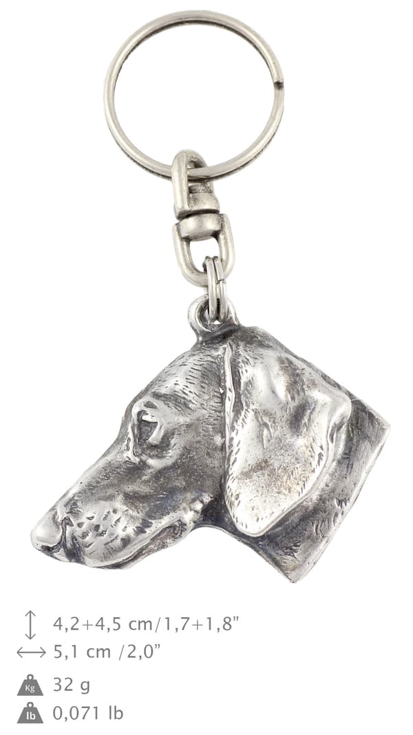 Tax I - silverpläterad nyckelring med en hund i en dekorativ låda, handväska dekoration, ryggsäckshänge från Art-Dog