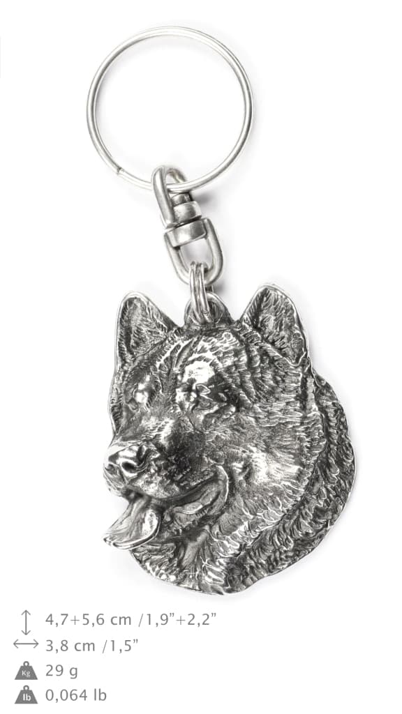 Alaskan Malamute - forsølvet nøglering med en hund i en dekorativ æske, håndtaskedekoration, rygsækvedhæng fra Art-Dog