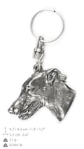 Miniatyrbild 4 av 6: Greyhound, engelsk vinthund - silverpläterad nyckelring med en hund i en dekorativ låda, handväska dekoration, ryggsäckshänge från Art-Dog