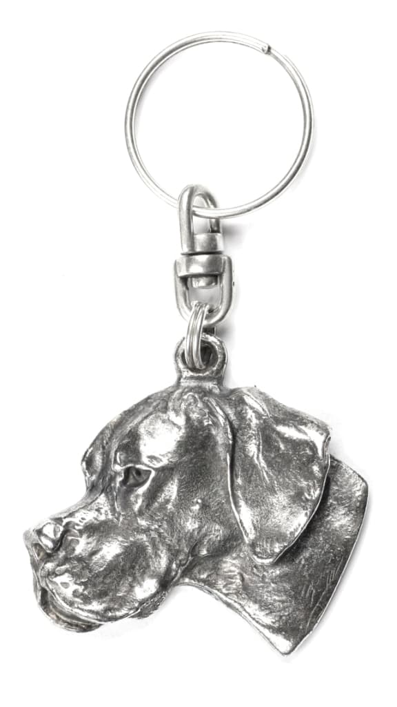 Pointer I - silverpläterad nyckelring med en hund i en dekorativ låda, handväska dekoration, ryggsäckshänge från Art-Dog