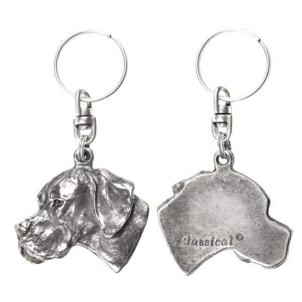Pointer I - silverpläterad nyckelring med en hund i en dekorativ låda, handväska dekoration, ryggsäckshänge från Art-Dog