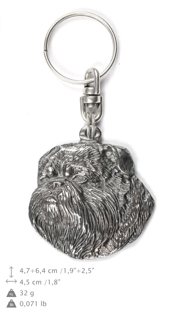 Brysselin griffon, Griffon bruxellois I - hopeoitu avaimenperä koiralla koristelaatikossa, käsilaukun koristelu, reppuriipus Art-Dog